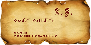 Kozó Zoltán névjegykártya